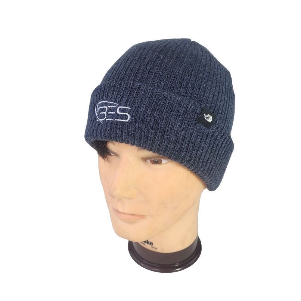THE NORTH FACE Hat One Size TNF Beanie Navy Knit Winter Hats Winter Company Logo